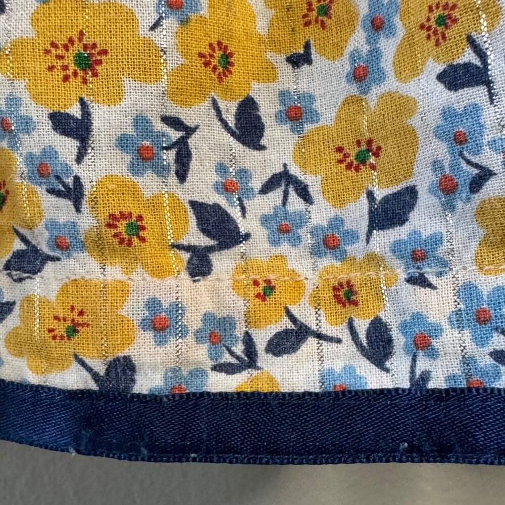PINK CHICKEN Amma Dress Girls 4T 4 Golden Ditsy Floral Yellow Blue Spring Cotton - Picture 7 of 9